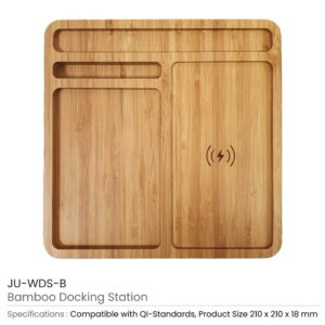 Bamboo 15W Wireless Desk Fast Charging Pad and Organizer - Image 3
