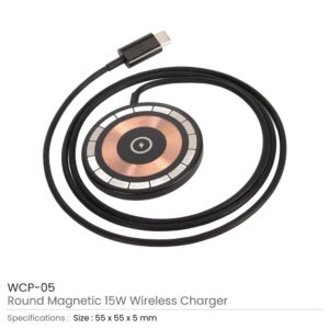 Round Magnetic 15W Fast Wireless Charger Type C - Image 3