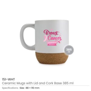 White Ceramic Mugs with Breast Cancer Awareness Logo - Image 3