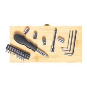 Tool Set in Bamboo Box with Silver Lock - Image 4