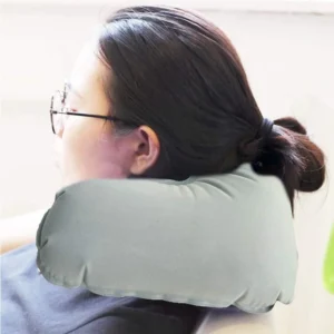 Inflatable Neck Pillow with Pouch – Grey - Image 5