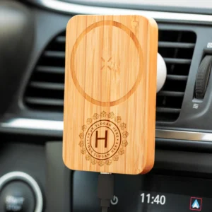 Bamboo Wireless Car Charger 15W Fast Charging & Type C - Image 3