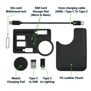 Charging Cable Kit (60W) with iWatch Charging Pad in PU Leather Pouch - Image 3