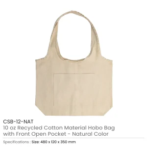 Cotton Hobo Bags with Front Pocket, 10 oz (340 GSM) - Image 3