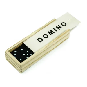 Domino Set Game in Wooden Slide Box – 28 Black Wooden Pieces - Image 7