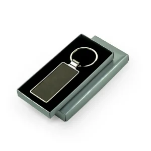Silver Shiny Metal Keychains with Laserable PU Leather Plate - Image 8