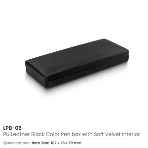 Black Pen Box in PU Leather with Soft Velvet Interior - Image 3