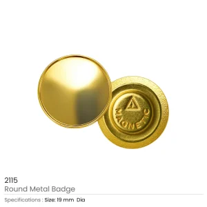 Gold Round Metal Badges with Magnet Attachment - Image 5