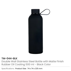 Stainless Steel Water Bottles 500ml – Double Wall, Matte Finish, Soft-Touch Rubber Coating - Image 9